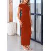 imagePRETTYGARDEN Womens 2025 Summer Formal Maxi Dresses Sleeveless One Shoulder Bodycon Ruched Mesh Wedding Guest Cocktail DressRust Red