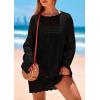 imagePRETTYGARDEN Womens 2025 Swimsuit Cover Ups Crochet Knit Bathing Suit Swimwear Summer Dresses Fashion Beach Vacation ClothesBlack