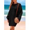 imagePRETTYGARDEN Womens 2025 Swimsuit Cover Ups Crochet Knit Bathing Suit Swimwear Summer Dresses Fashion Beach Vacation ClothesBlack