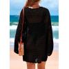 imagePRETTYGARDEN Womens 2025 Swimsuit Cover Ups Crochet Knit Bathing Suit Swimwear Summer Dresses Fashion Beach Vacation ClothesBlack