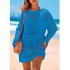 imagePRETTYGARDEN Womens 2025 Swimsuit Cover Ups Crochet Knit Bathing Suit Swimwear Summer Dresses Fashion Beach Vacation ClothesBlue