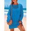 imagePRETTYGARDEN Womens 2025 Swimsuit Cover Ups Crochet Knit Bathing Suit Swimwear Summer Dresses Fashion Beach Vacation ClothesBlue