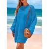 imagePRETTYGARDEN Womens 2025 Swimsuit Cover Ups Crochet Knit Bathing Suit Swimwear Summer Dresses Fashion Beach Vacation ClothesBlue