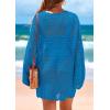 imagePRETTYGARDEN Womens 2025 Swimsuit Cover Ups Crochet Knit Bathing Suit Swimwear Summer Dresses Fashion Beach Vacation ClothesBlue
