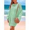 imagePRETTYGARDEN Womens 2025 Swimsuit Cover Ups Crochet Knit Bathing Suit Swimwear Summer Dresses Fashion Beach Vacation ClothesGreen
