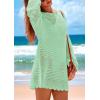 imagePRETTYGARDEN Womens 2025 Swimsuit Cover Ups Crochet Knit Bathing Suit Swimwear Summer Dresses Fashion Beach Vacation ClothesGreen