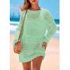 imagePRETTYGARDEN Womens 2025 Swimsuit Cover Ups Crochet Knit Bathing Suit Swimwear Summer Dresses Fashion Beach Vacation ClothesGreen