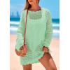 imagePRETTYGARDEN Womens 2025 Swimsuit Cover Ups Crochet Knit Bathing Suit Swimwear Summer Dresses Fashion Beach Vacation ClothesGreen