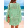imagePRETTYGARDEN Womens 2025 Swimsuit Cover Ups Crochet Knit Bathing Suit Swimwear Summer Dresses Fashion Beach Vacation ClothesGreen
