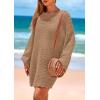 imagePRETTYGARDEN Womens 2025 Swimsuit Cover Ups Crochet Knit Bathing Suit Swimwear Summer Dresses Fashion Beach Vacation ClothesKhaki