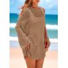 imagePRETTYGARDEN Womens 2025 Swimsuit Cover Ups Crochet Knit Bathing Suit Swimwear Summer Dresses Fashion Beach Vacation ClothesKhaki
