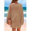 imagePRETTYGARDEN Womens 2025 Swimsuit Cover Ups Crochet Knit Bathing Suit Swimwear Summer Dresses Fashion Beach Vacation ClothesKhaki