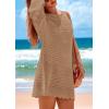 imagePRETTYGARDEN Womens 2025 Swimsuit Cover Ups Crochet Knit Bathing Suit Swimwear Summer Dresses Fashion Beach Vacation ClothesKhaki