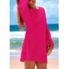 imagePRETTYGARDEN Womens 2025 Swimsuit Cover Ups Crochet Knit Bathing Suit Swimwear Summer Dresses Fashion Beach Vacation ClothesRose Red