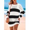 imagePRETTYGARDEN Womens 2025 Swimsuit Cover Ups Crochet Knit Bathing Suit Swimwear Summer Dresses Fashion Beach Vacation ClothesStriped Black White