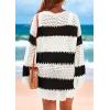imagePRETTYGARDEN Womens 2025 Swimsuit Cover Ups Crochet Knit Bathing Suit Swimwear Summer Dresses Fashion Beach Vacation ClothesStriped Black White