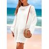 imagePRETTYGARDEN Womens 2025 Swimsuit Cover Ups Crochet Knit Bathing Suit Swimwear Summer Dresses Fashion Beach Vacation ClothesWhite