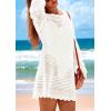 imagePRETTYGARDEN Womens 2025 Swimsuit Cover Ups Crochet Knit Bathing Suit Swimwear Summer Dresses Fashion Beach Vacation ClothesWhite
