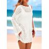 imagePRETTYGARDEN Womens 2025 Swimsuit Cover Ups Crochet Knit Bathing Suit Swimwear Summer Dresses Fashion Beach Vacation ClothesWhite