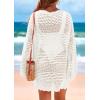 imagePRETTYGARDEN Womens 2025 Swimsuit Cover Ups Crochet Knit Bathing Suit Swimwear Summer Dresses Fashion Beach Vacation ClothesWhite
