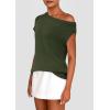 imagePRETTYGARDEN Womens Off The Shoulder Tops 2025 Summer Casual Short Sleeve Tunic T Shirts Lightweight Knit SweatersArmy Green