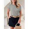 imagePRETTYGARDEN Womens Off The Shoulder Tops 2025 Summer Casual Short Sleeve Tunic T Shirts Lightweight Knit SweatersLight Grey