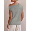 imagePRETTYGARDEN Womens Off The Shoulder Tops 2025 Summer Casual Short Sleeve Tunic T Shirts Lightweight Knit SweatersLight Grey