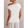 imagePRETTYGARDEN Womens Off The Shoulder Tops 2025 Summer Casual Short Sleeve Tunic T Shirts Lightweight Knit SweatersWhite