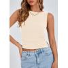imagePRETTYGARDEN Womens Ribbed Y2K Summer Tank Top Ruched Sleeveless Fitted Crop Tops Split Hem Trendy Party Going Out ShirtApricot