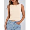 imagePRETTYGARDEN Womens Ribbed Y2K Summer Tank Top Ruched Sleeveless Fitted Crop Tops Split Hem Trendy Party Going Out ShirtApricot