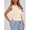 imagePRETTYGARDEN Womens Ribbed Y2K Summer Tank Top Ruched Sleeveless Fitted Crop Tops Split Hem Trendy Party Going Out ShirtApricot