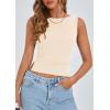 imagePRETTYGARDEN Womens Ribbed Y2K Summer Tank Top Ruched Sleeveless Fitted Crop Tops Split Hem Trendy Party Going Out ShirtApricot