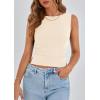 imagePRETTYGARDEN Womens Ribbed Y2K Summer Tank Top Ruched Sleeveless Fitted Crop Tops Split Hem Trendy Party Going Out ShirtApricot