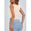 imagePRETTYGARDEN Womens Ribbed Y2K Summer Tank Top Ruched Sleeveless Fitted Crop Tops Split Hem Trendy Party Going Out ShirtApricot