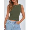imagePRETTYGARDEN Womens Ribbed Y2K Summer Tank Top Ruched Sleeveless Fitted Crop Tops Split Hem Trendy Party Going Out ShirtArmy Green