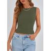 imagePRETTYGARDEN Womens Ribbed Y2K Summer Tank Top Ruched Sleeveless Fitted Crop Tops Split Hem Trendy Party Going Out ShirtArmy Green