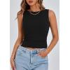 imagePRETTYGARDEN Womens Ribbed Y2K Summer Tank Top Ruched Sleeveless Fitted Crop Tops Split Hem Trendy Party Going Out ShirtBlack