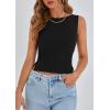 imagePRETTYGARDEN Womens Ribbed Y2K Summer Tank Top Ruched Sleeveless Fitted Crop Tops Split Hem Trendy Party Going Out ShirtBlack