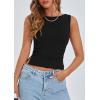 imagePRETTYGARDEN Womens Ribbed Y2K Summer Tank Top Ruched Sleeveless Fitted Crop Tops Split Hem Trendy Party Going Out ShirtBlack