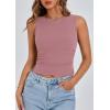 imagePRETTYGARDEN Womens Ribbed Y2K Summer Tank Top Ruched Sleeveless Fitted Crop Tops Split Hem Trendy Party Going Out ShirtGrey Pink