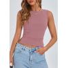 imagePRETTYGARDEN Womens Ribbed Y2K Summer Tank Top Ruched Sleeveless Fitted Crop Tops Split Hem Trendy Party Going Out ShirtGrey Pink