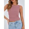 imagePRETTYGARDEN Womens Ribbed Y2K Summer Tank Top Ruched Sleeveless Fitted Crop Tops Split Hem Trendy Party Going Out ShirtGrey Pink