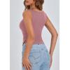 imagePRETTYGARDEN Womens Ribbed Y2K Summer Tank Top Ruched Sleeveless Fitted Crop Tops Split Hem Trendy Party Going Out ShirtGrey Pink