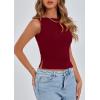 imagePRETTYGARDEN Womens Ribbed Y2K Summer Tank Top Ruched Sleeveless Fitted Crop Tops Split Hem Trendy Party Going Out ShirtWine Red