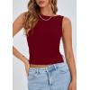 imagePRETTYGARDEN Womens Ribbed Y2K Summer Tank Top Ruched Sleeveless Fitted Crop Tops Split Hem Trendy Party Going Out ShirtWine Red