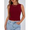 imagePRETTYGARDEN Womens Ribbed Y2K Summer Tank Top Ruched Sleeveless Fitted Crop Tops Split Hem Trendy Party Going Out ShirtWine Red