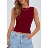 imagePRETTYGARDEN Womens Ribbed Y2K Summer Tank Top Ruched Sleeveless Fitted Crop Tops Split Hem Trendy Party Going Out ShirtWine Red