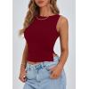 imagePRETTYGARDEN Womens Ribbed Y2K Summer Tank Top Ruched Sleeveless Fitted Crop Tops Split Hem Trendy Party Going Out ShirtWine Red