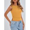 imagePRETTYGARDEN Womens Ribbed Y2K Summer Tank Top Ruched Sleeveless Fitted Crop Tops Split Hem Trendy Party Going Out ShirtYellow