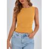 imagePRETTYGARDEN Womens Ribbed Y2K Summer Tank Top Ruched Sleeveless Fitted Crop Tops Split Hem Trendy Party Going Out ShirtYellow